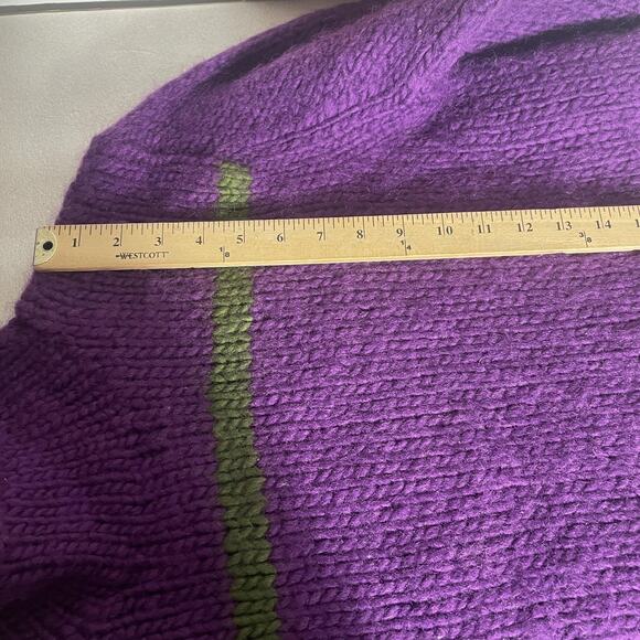 Vintage Y2K Shanghai Tang Sweater Women Large Purple Green Hand Knit Wool Chunky - Picture 10 of 11
